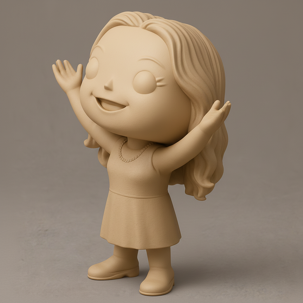 face anatomy 3d model-create 3d face model from photo_Joyful Welcoming Chibi Girl Figurine - Desk Decor