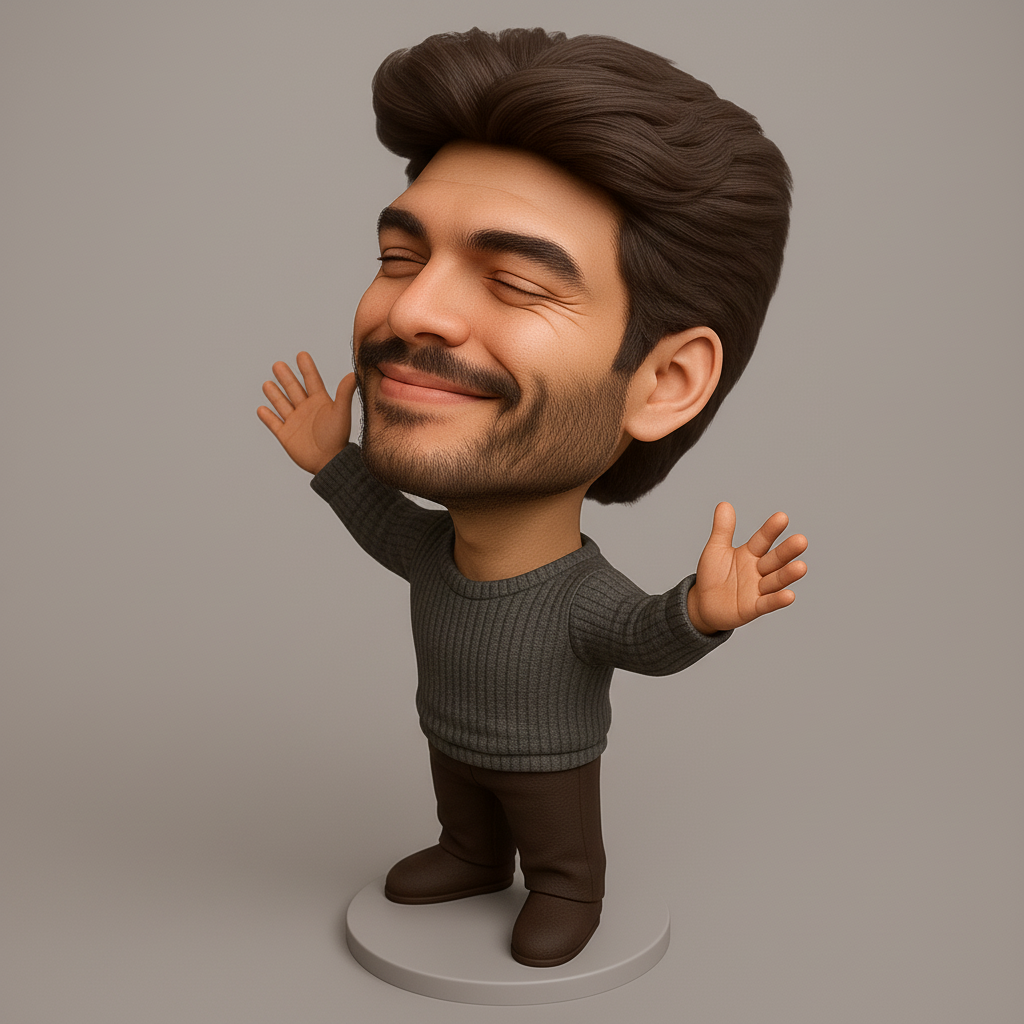 face anatomy 3d model-create 3d face model from photo_Cheerful Cartoon Figure with Outstretched Arms