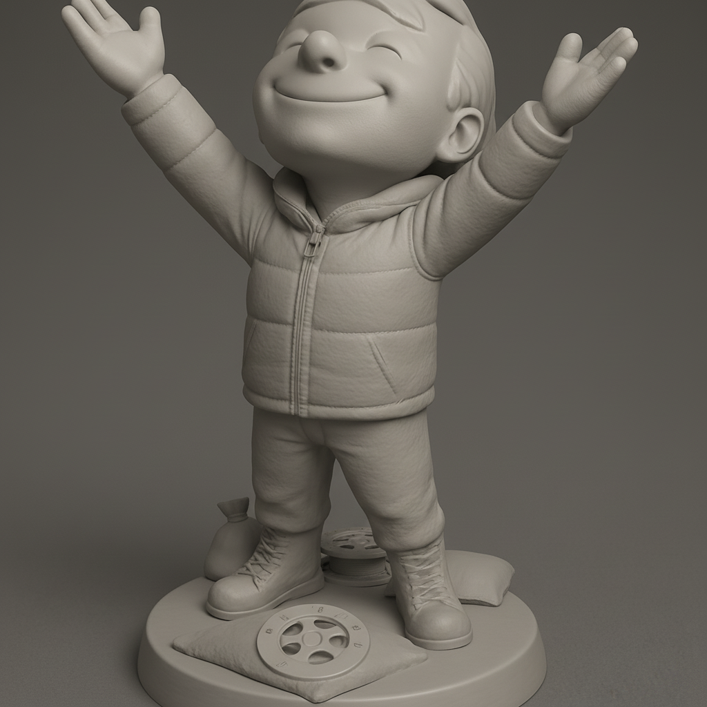 face to 3d model ai-3D portrait printing from photo_Joyful Cinematic Kid Figurine: Celebrate Life & Film!