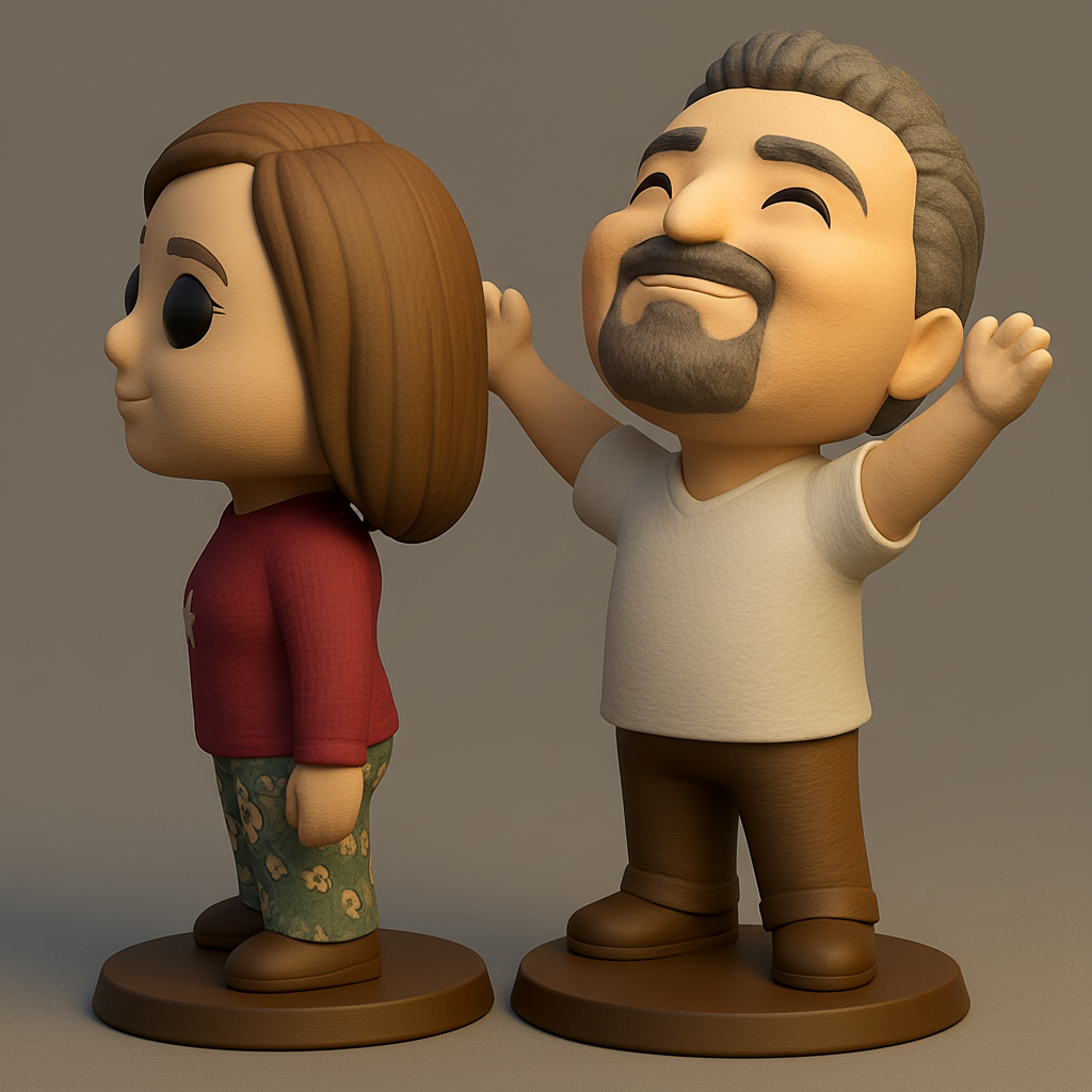 face to 3d model ai-3D portrait printing from photo_Adorable Chibi Couple Figurines - Celebrate Love!