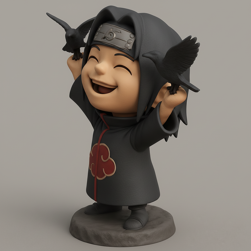 face anatomy 3d model-create 3d face model from photo_Joyful Chibi Itachi & Crows: Naruto Fan Art 3D Print