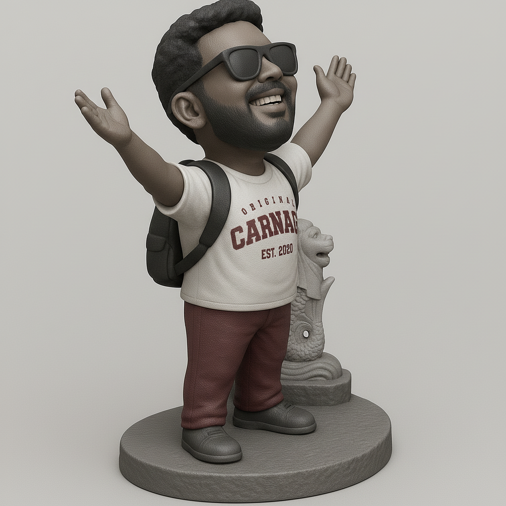 face anatomy 3d model-create 3d face model from photo_Joyful Traveler Figurine with Iconic Landmark