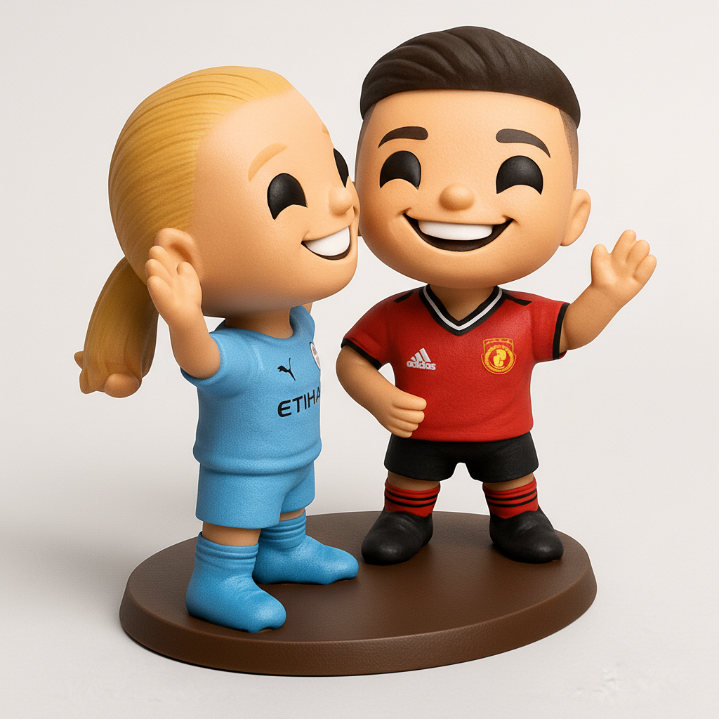 face anatomy 3d model-create 3d face model from photo_Football Derby Duo: Rival Fans 3D Print