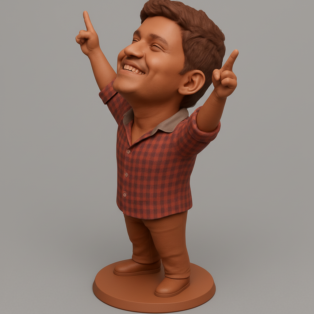face to 3d model ai-3D portrait printing from photo_Uplifting Happy Man Figurine - Celebrate Success Decor