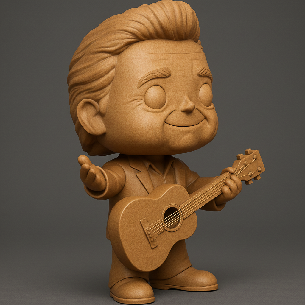 face to 3d model ai-3D portrait printing from photo_Johnny Cash Funko Style Figure 3D Print