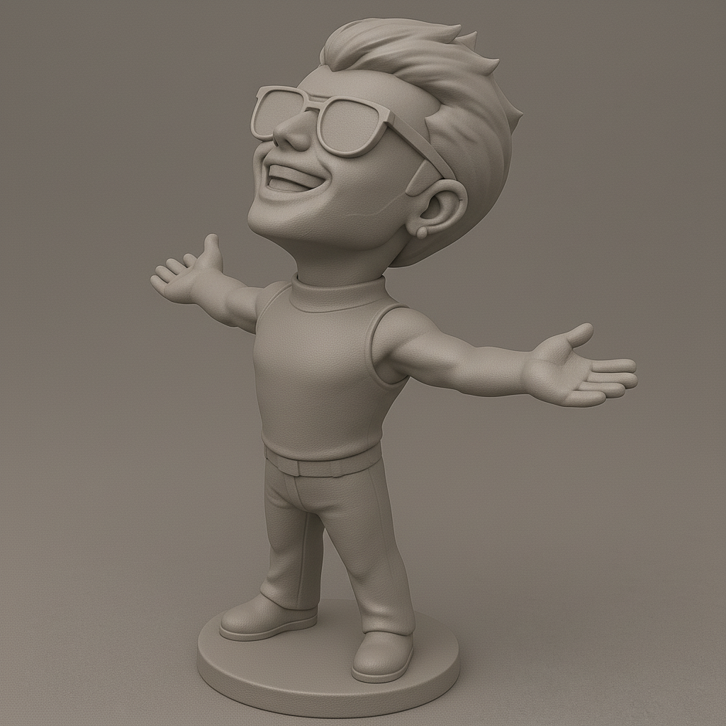 face anatomy 3d model-create 3d face model from photo_Joyful Character Figurine for 3D Printing