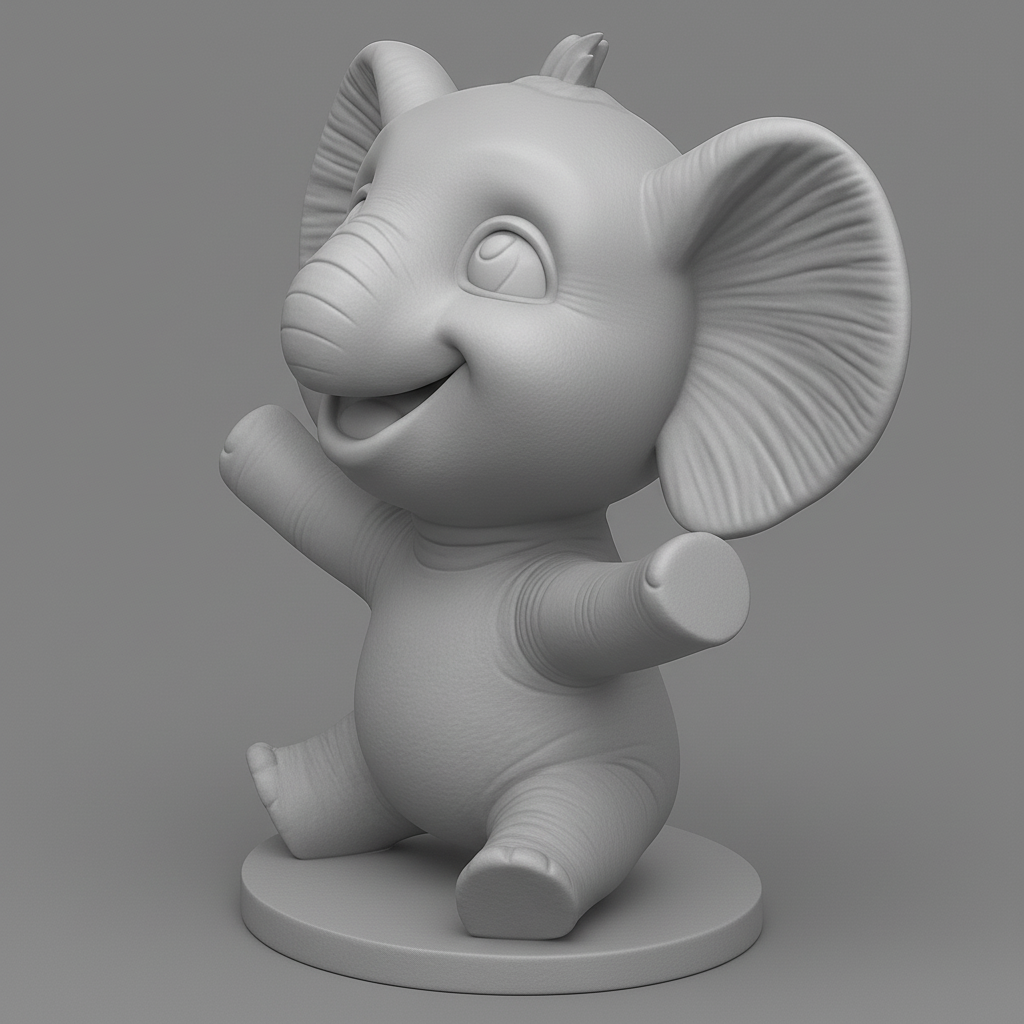 face anatomy 3d model-create 3d face model from photo_Joyful Baby Elephant Figurine - Cute Decor & Gift Print