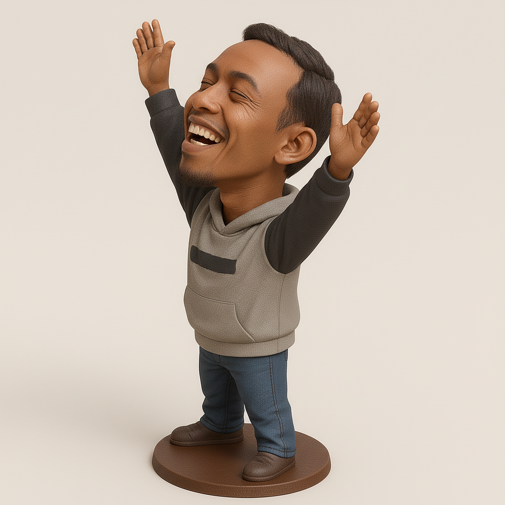 silhouette 3d printer maker-3d portrait printing_Joyful Character Statue for 3D Printing