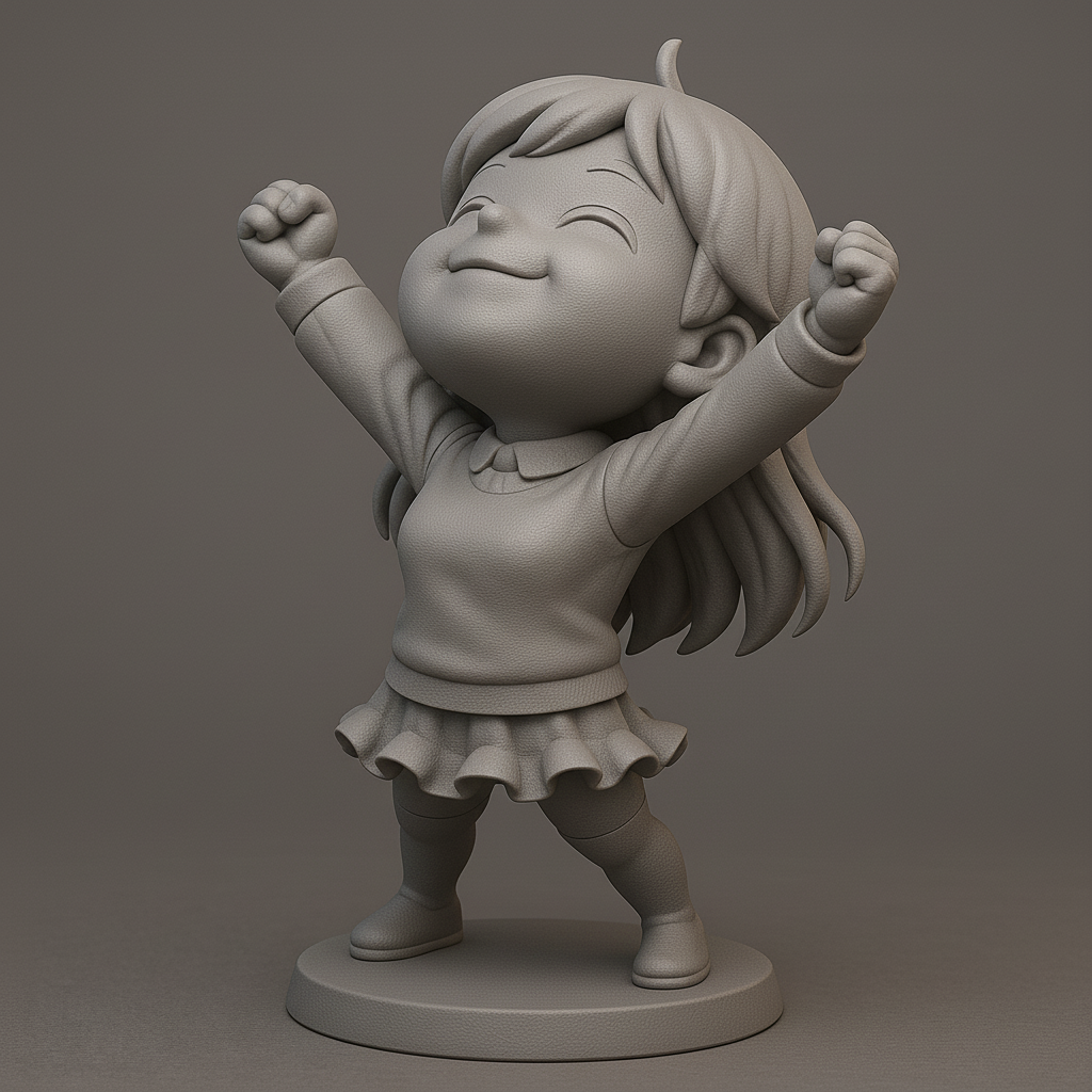 silhouette 3d printer maker-3d portrait printing_Joyful Victory Pose Figurine