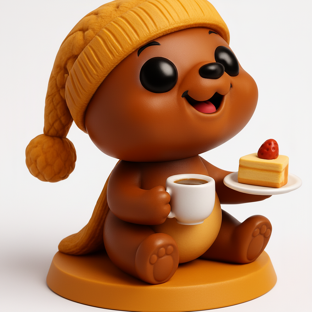 face anatomy 3d model-create 3d face model from photo_Cozy Bear with Coffee & Cake - Perfect Desk Buddy!
