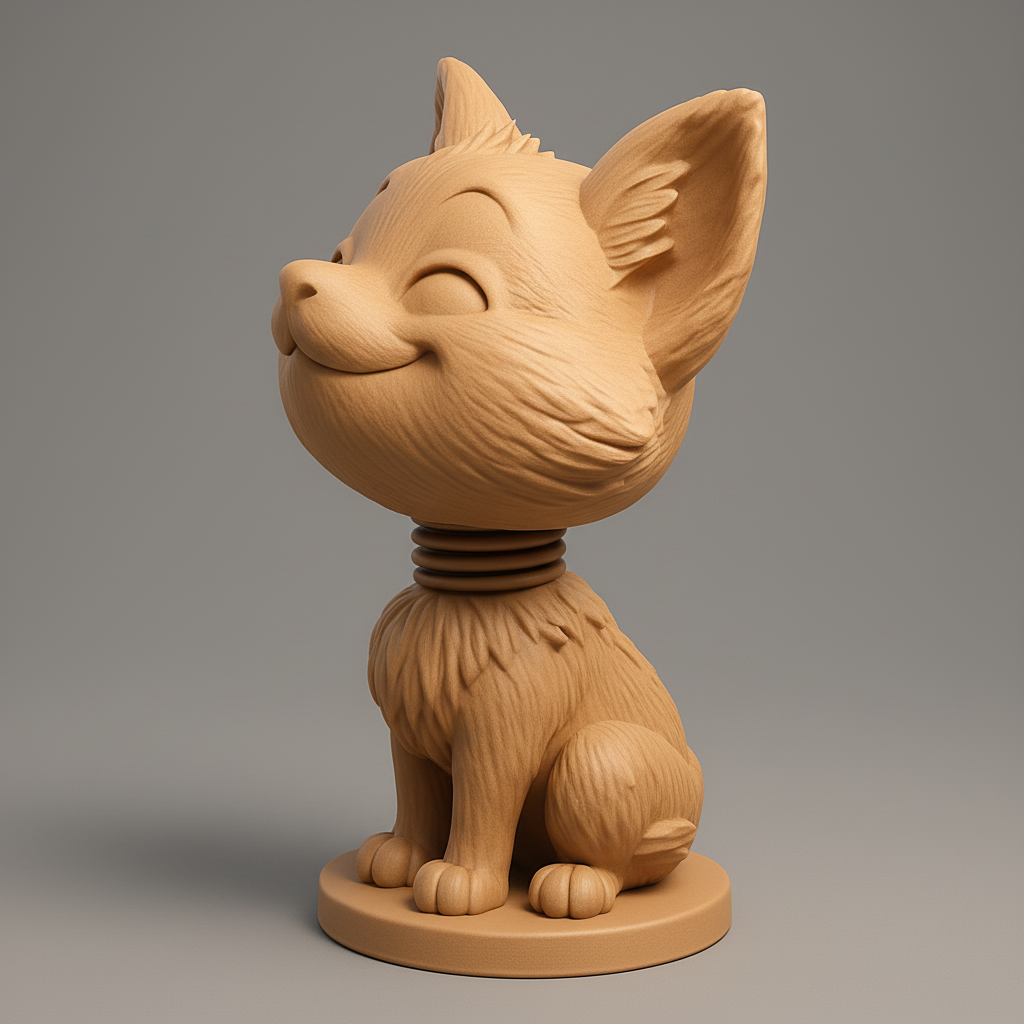 face anatomy 3d model-create 3d face model from photo_Joyful Woodland Bobblehead - Print Your Own Happy Friend!