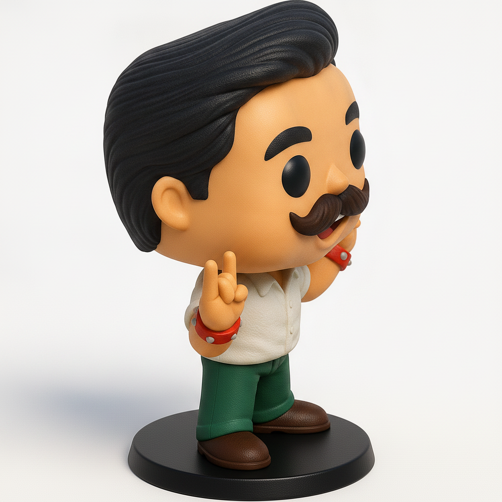 face anatomy 3d model-create 3d face model from photo_Printable Funko Style Rocker Figure with Mustache