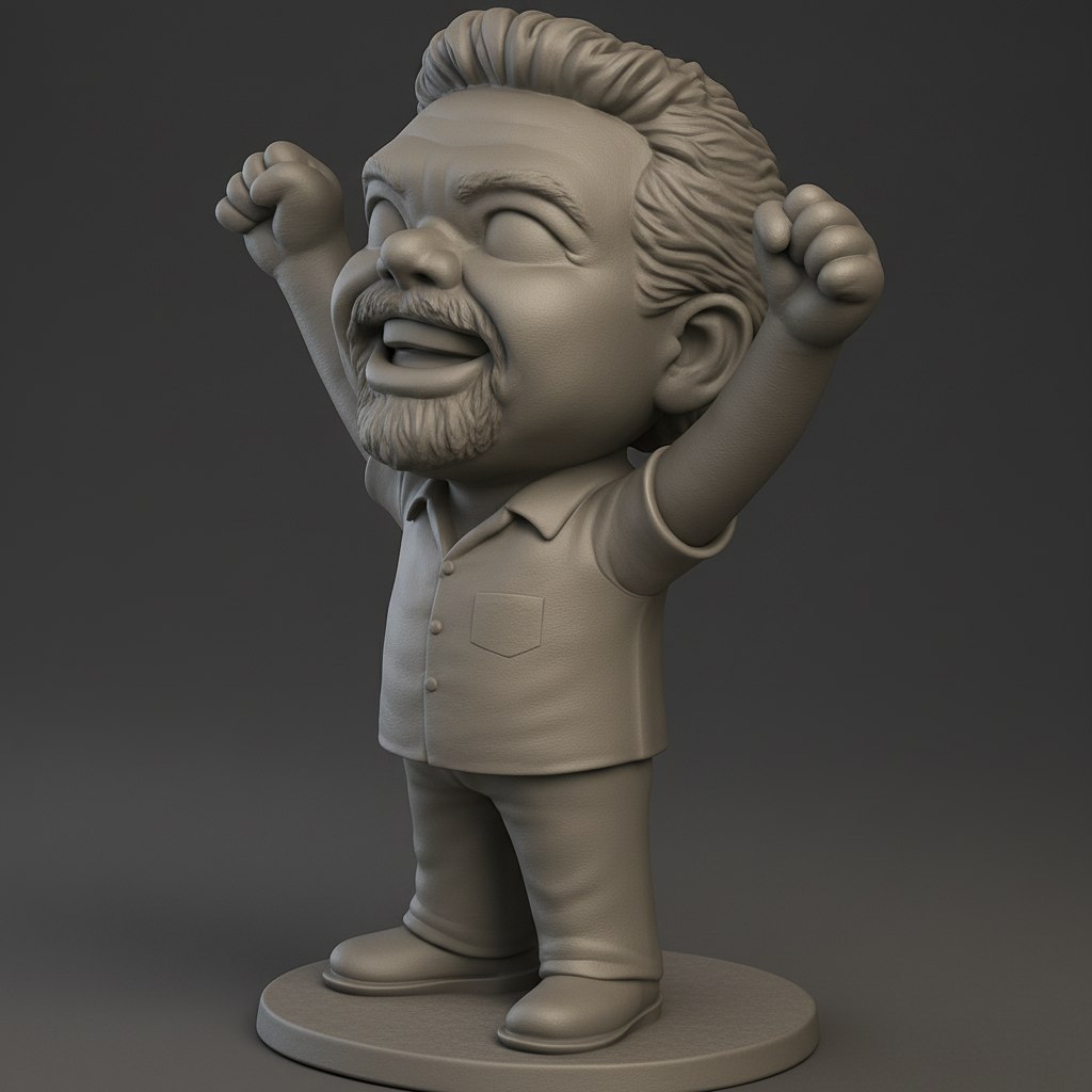 face to 3d model ai-3D portrait printing from photo_Celebrate Success: Joyful Victory Pose Figurine