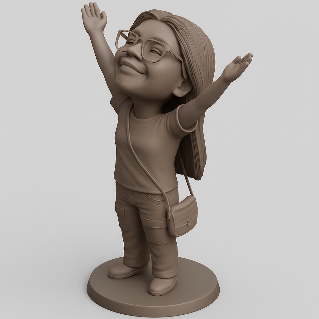 face to 3d model ai-3D portrait printing from photo_Joyful Embrace Figurine: Celebrate Life!