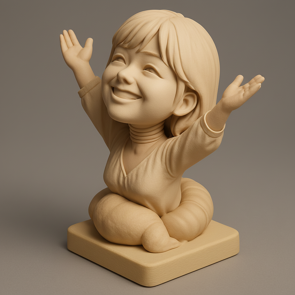 face to 3d model ai-3D portrait printing from photo_Celebrate Joy: Happy Girl Photographer Bust