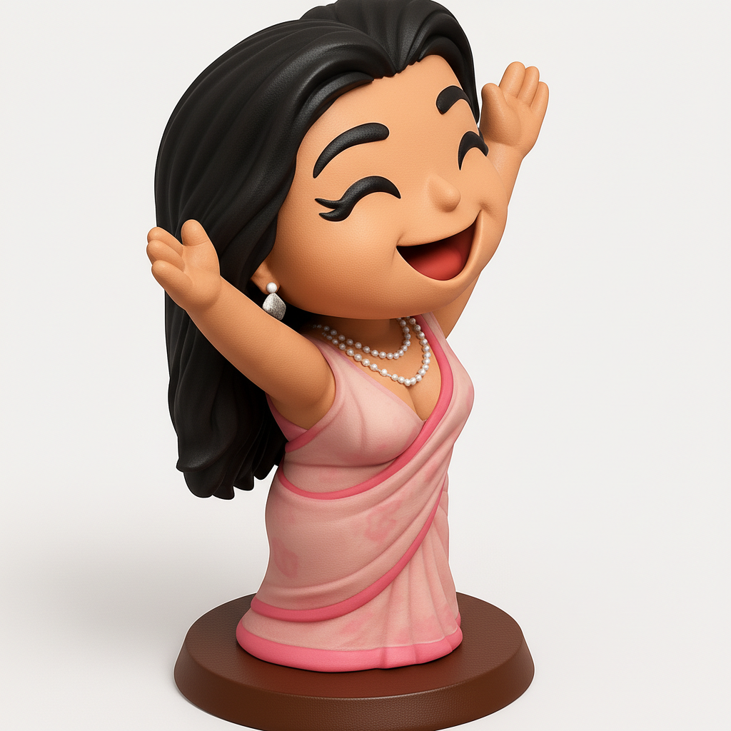 face anatomy 3d model-create 3d face model from photo_Charming Sari Joy Figurine: Instant Mood Booster!