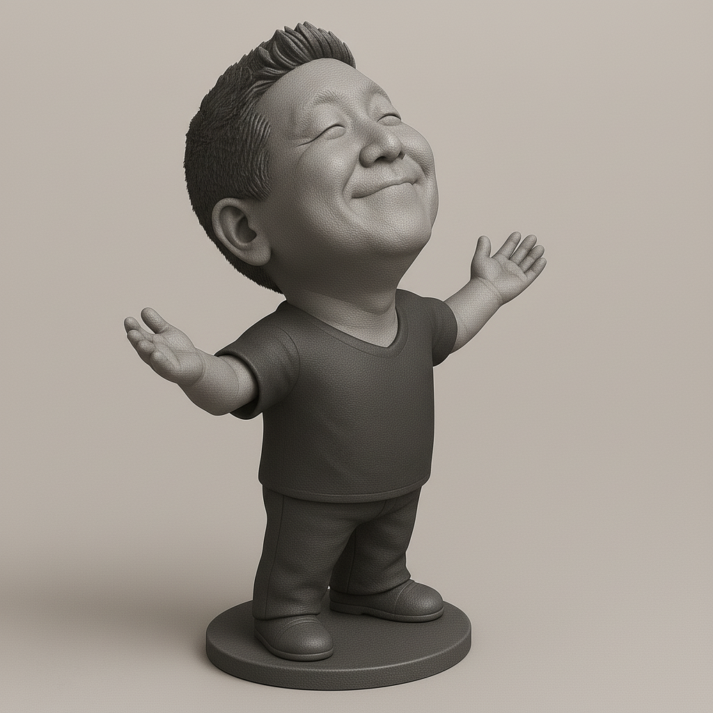 silhouette 3d printer maker-3d portrait printing_Joyful Figurine with Outstretched Arms
