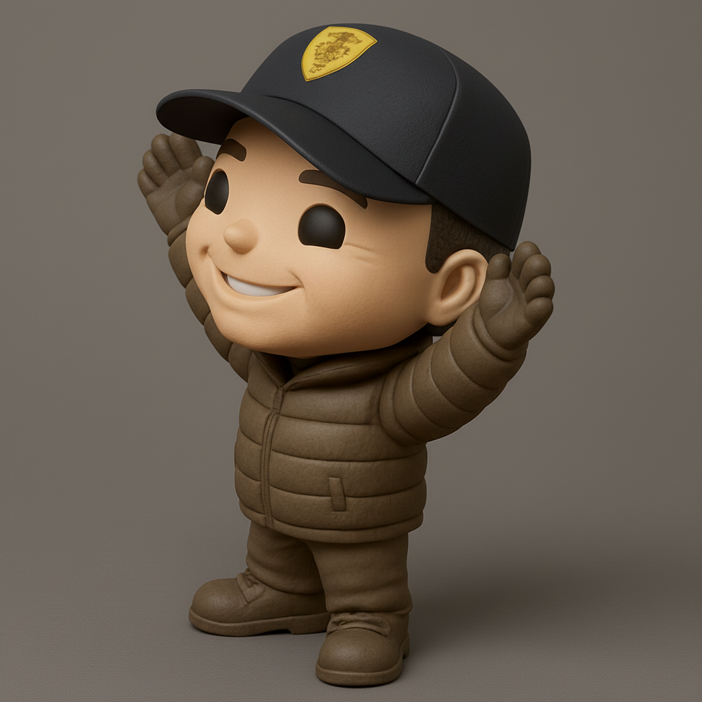 face to 3d model ai-3D portrait printing from photo_Puffer Jacket Chibi Pal with Cap