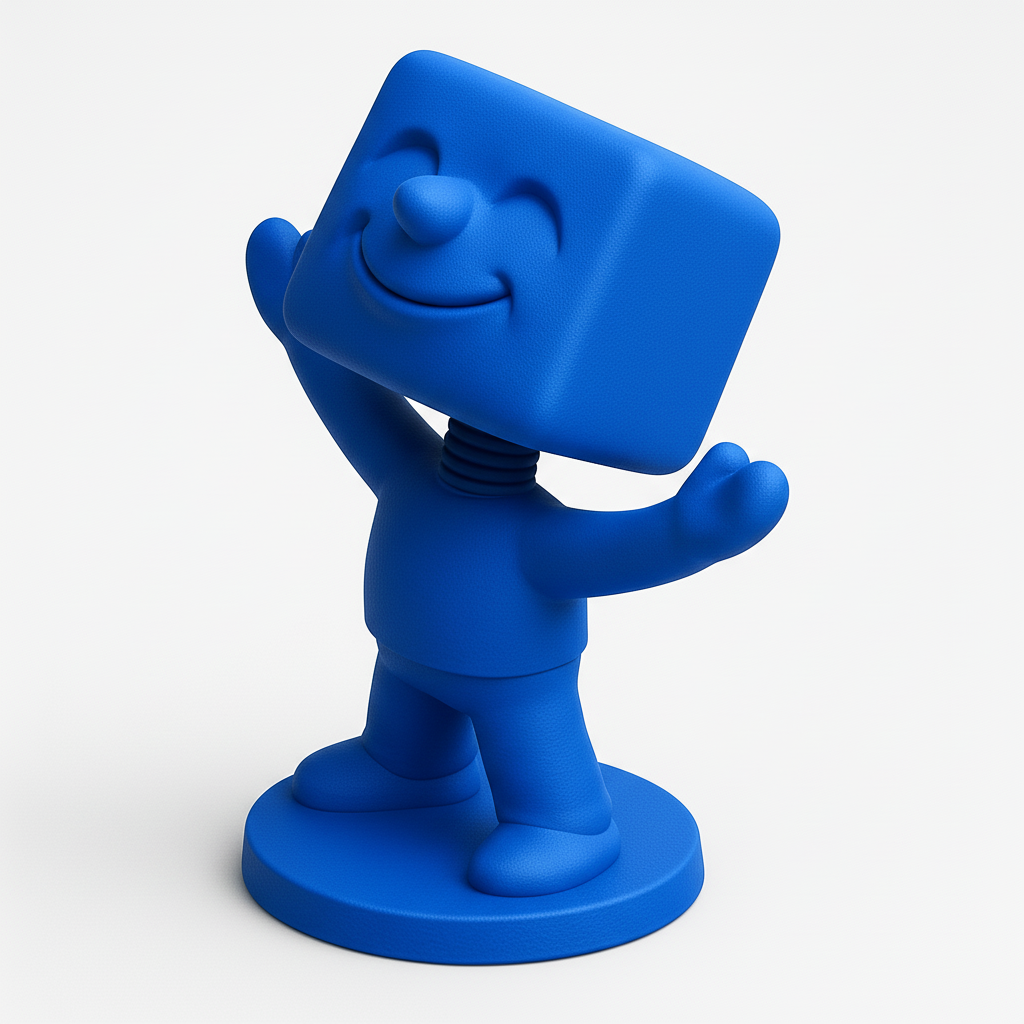 face anatomy 3d model-create 3d face model from photo_Smiling Cube Head Bobblehead: Your Happy Desk Pal