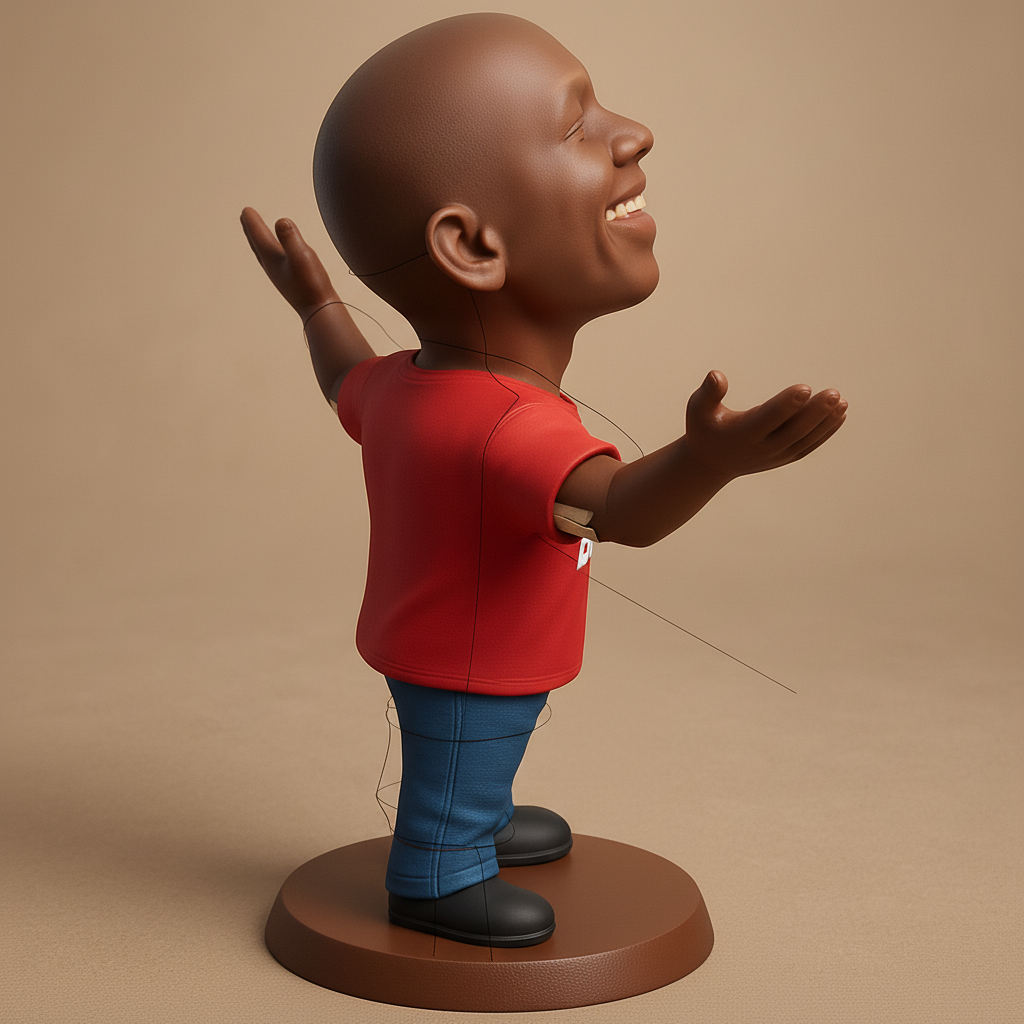 face to 3d model ai-3D portrait printing from photo_Uplifting Black Joy Figurine: Celebrate & Smile
