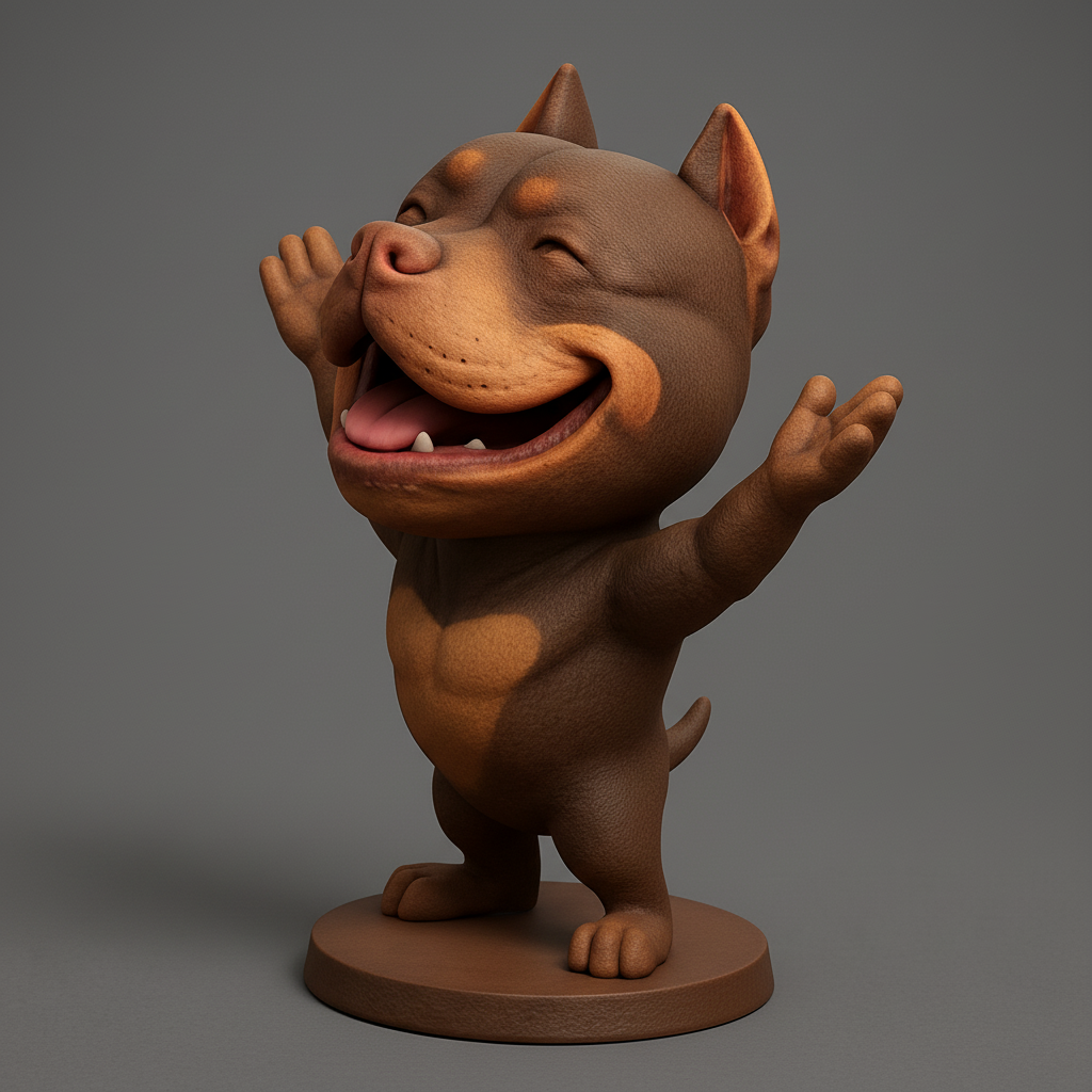 face anatomy 3d model-create 3d face model from photo_Joyful Bark Buddy: Happy Dog Figurine for Endless Smiles