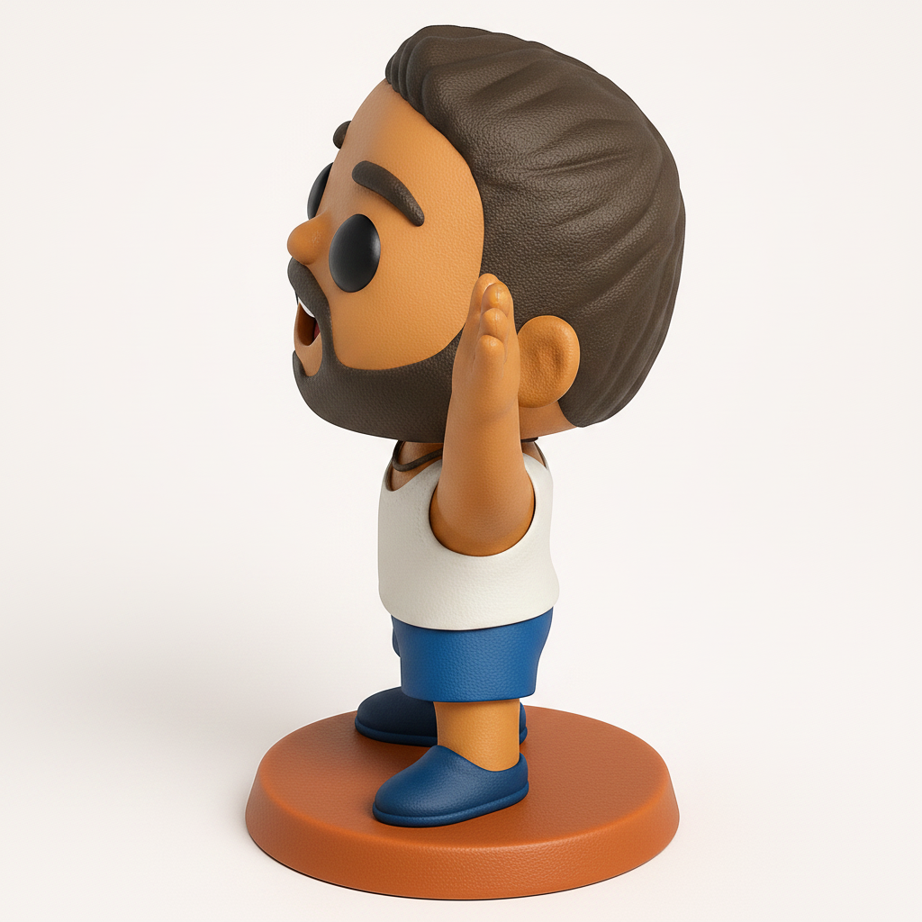 face anatomy 3d model-create 3d face model from photo_Joyful Bearded Man Figurine - Pop Art Style 3D Print