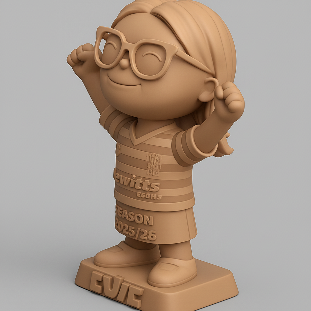 face to 3d model ai-3D portrait printing from photo_Joyful Champion Girl Trophy - Customizable Award