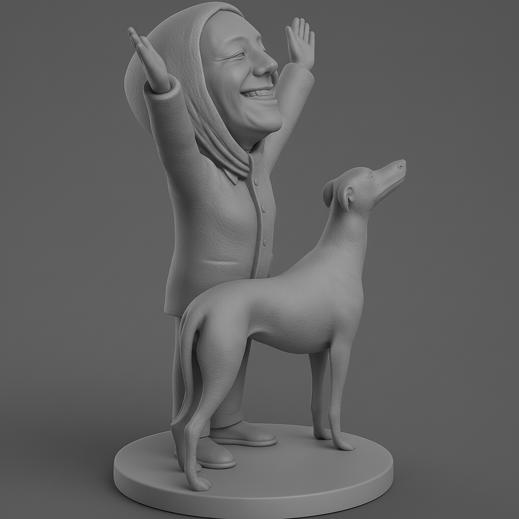 face anatomy 3d model-create 3d face model from photo_Happy Together: Uplifting Person & Dog Figurine