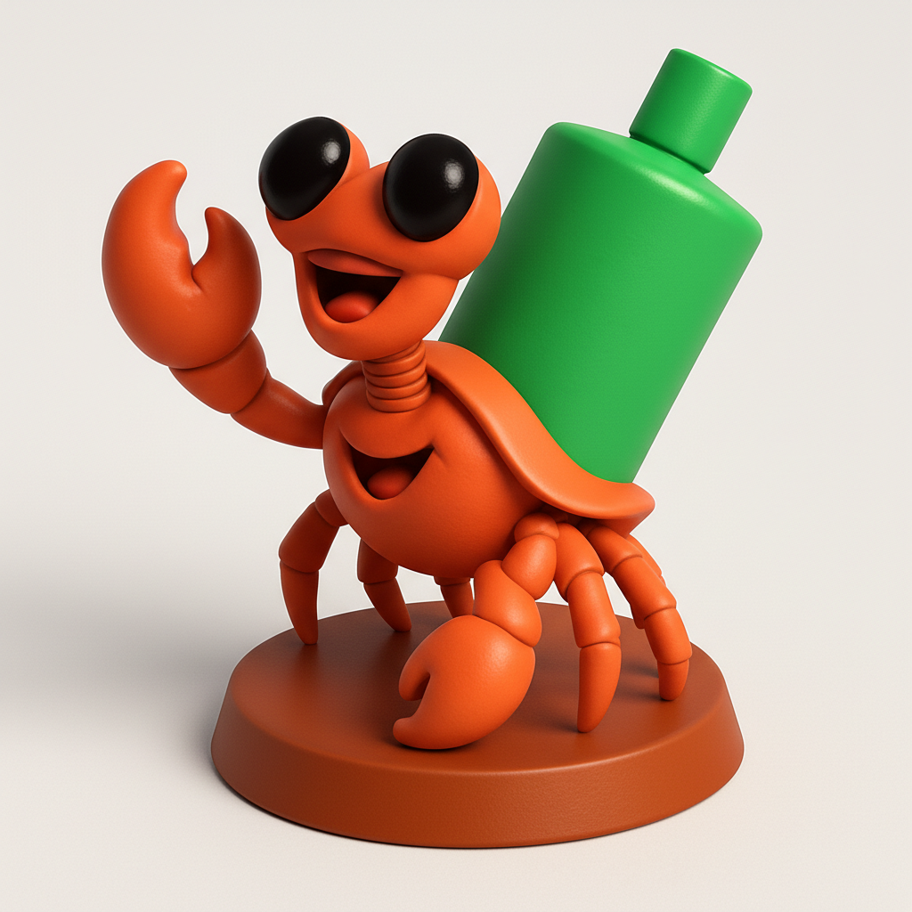 face anatomy 3d model-create 3d face model from photo_Happy Hermit Crab: Eco-Friendly Desk Buddy Figurine