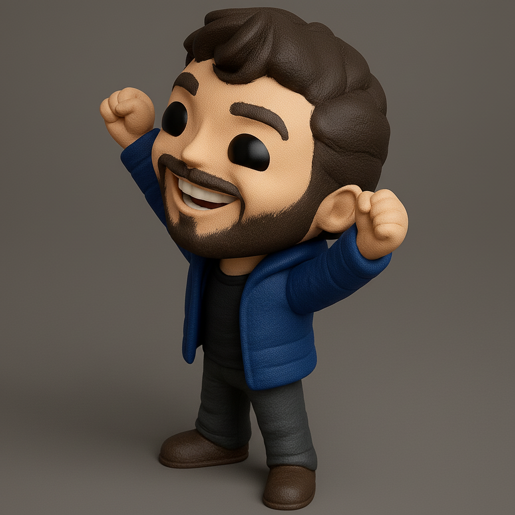 face anatomy 3d model-create 3d face model from photo_Happy Bearded Man Figurine: Celebrate Victories!