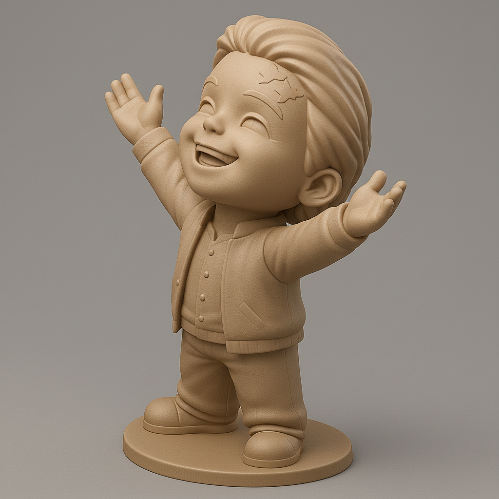 face anatomy 3d model-create 3d face model from photo_Joyful Kid Figurine for 3D Printing