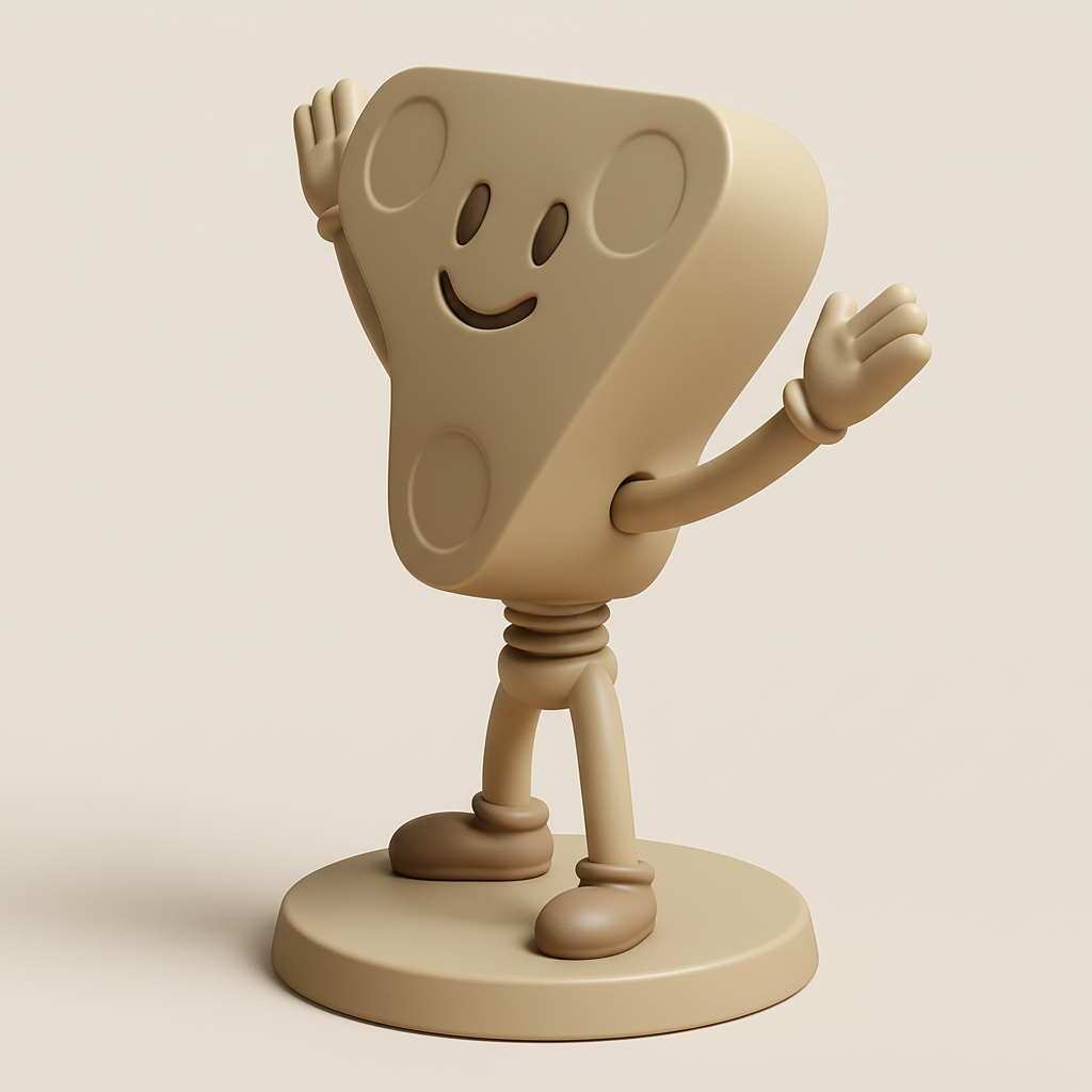 face anatomy 3d model-create 3d face model from photo_Cheerful Cheese Character Figurine