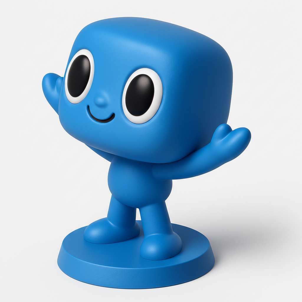 face anatomy 3d model-create 3d face model from photo_Adorable Blue Cubehead Figurine: Perfect Desk Buddy