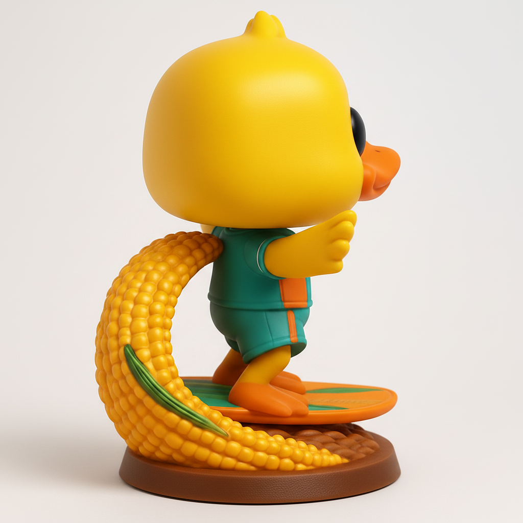face anatomy 3d model-create 3d face model from photo_Surf's Up! Adorable Duck Riding a Corn Wave Figurine