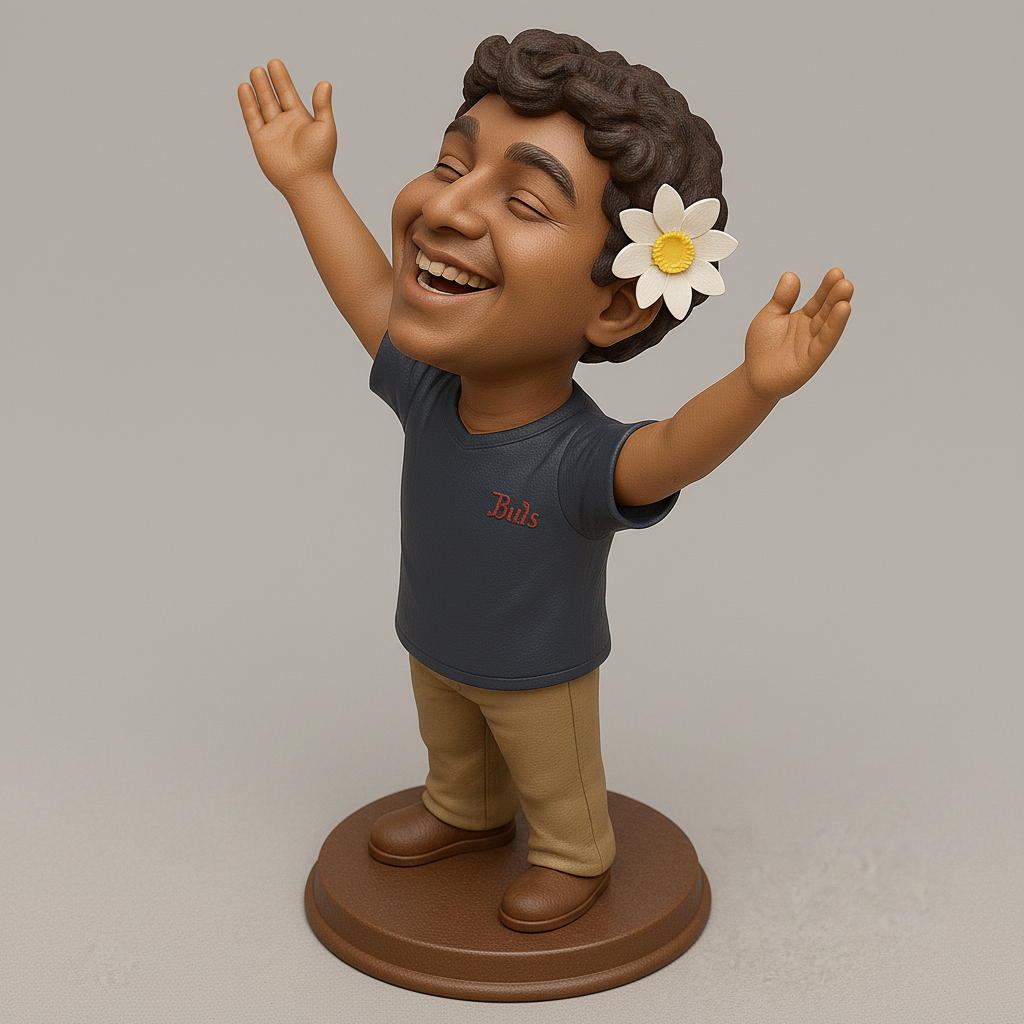 silhouette 3d printer maker-3d portrait printing_Joyful Child Figurine with Flower