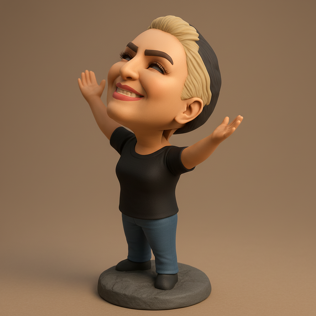 face to 3d model ai-3D portrait printing from photo_Uplifting Joyful Woman Figure with Open Arms