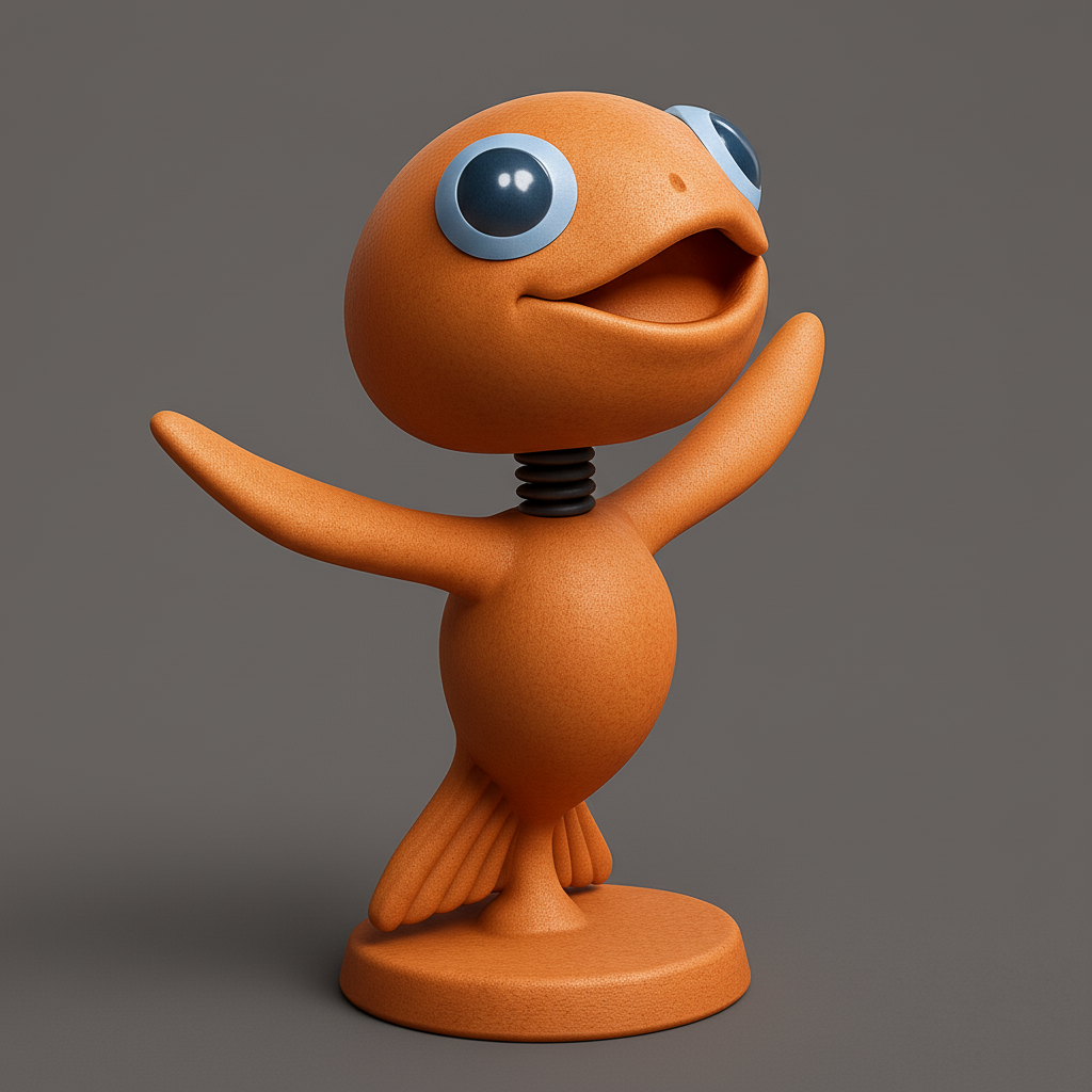 face anatomy 3d model-create 3d face model from photo_Cheerful Fishy Figurine with Spring Motion