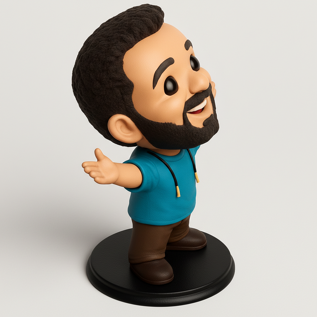 face to 3d model ai-3D portrait printing from photo_Joyful Bearded Figurine - Your Desk's Cheerful Companion