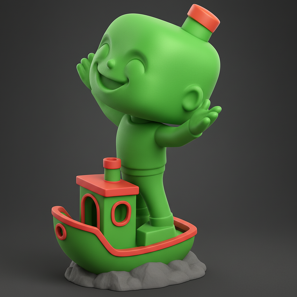 face to 3d model ai-3D portrait printing from photo_Joyful Voyager: Happy Character on Boat Display Mo