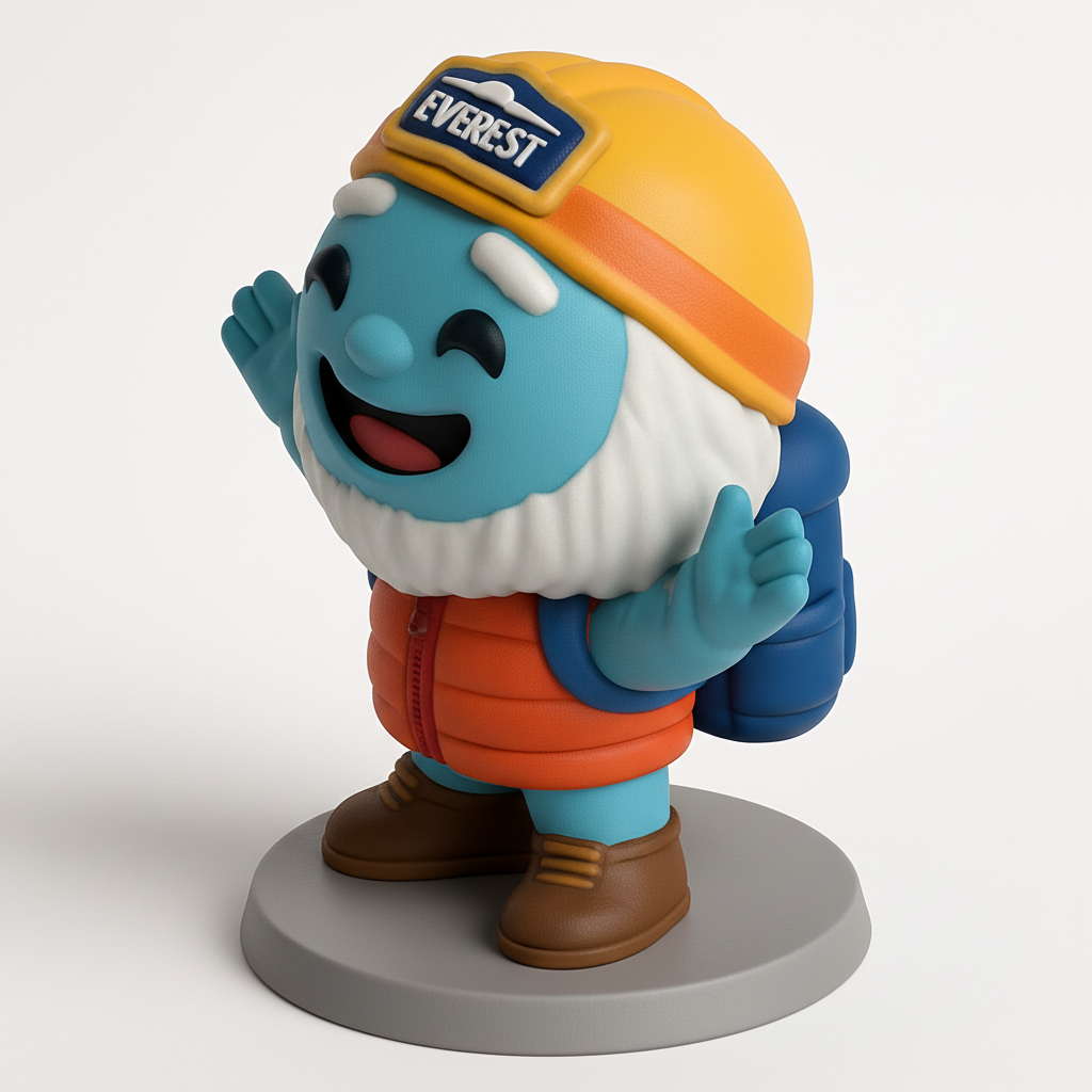 face anatomy 3d model-create 3d face model from photo_Everest Explorer Mascot: Your Cheerful Desk Companion!