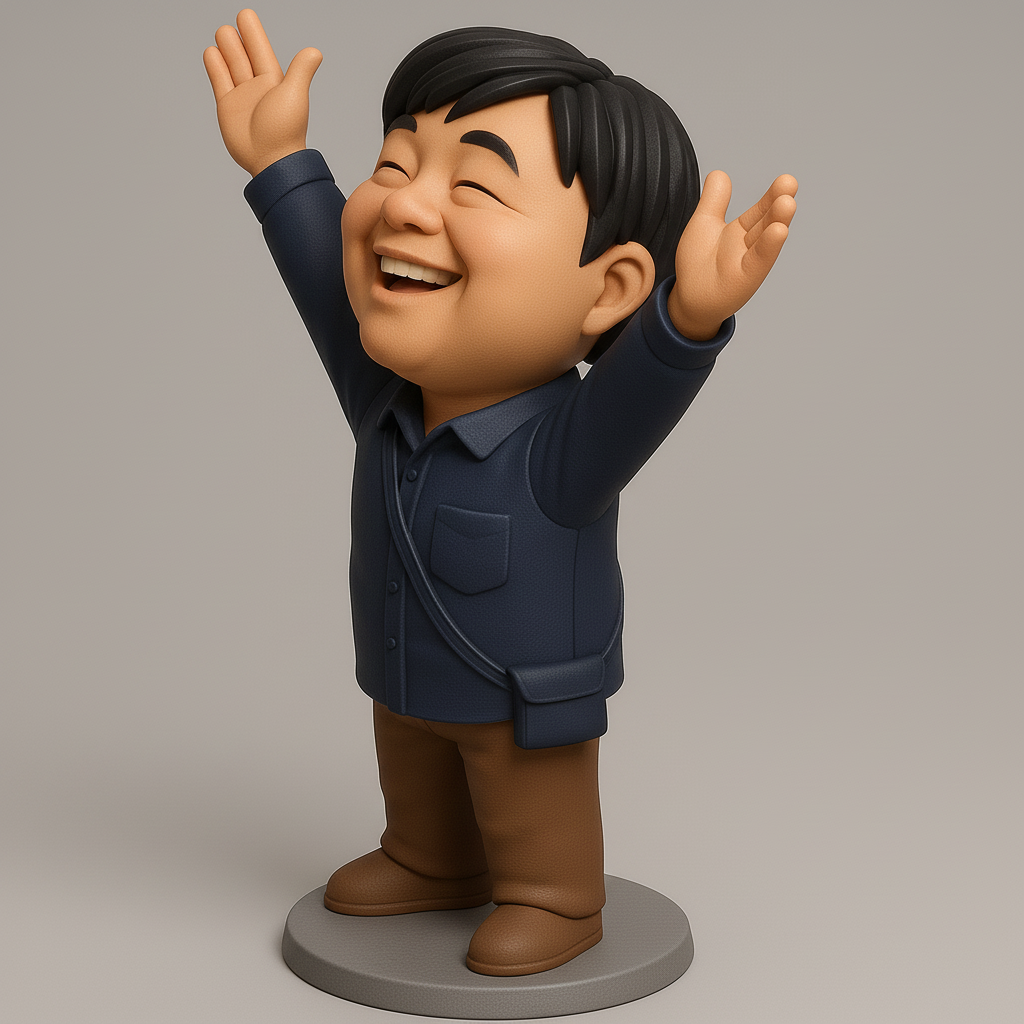 face anatomy 3d model-create 3d face model from photo_Joyful Character Figurine with Outstretched Arms