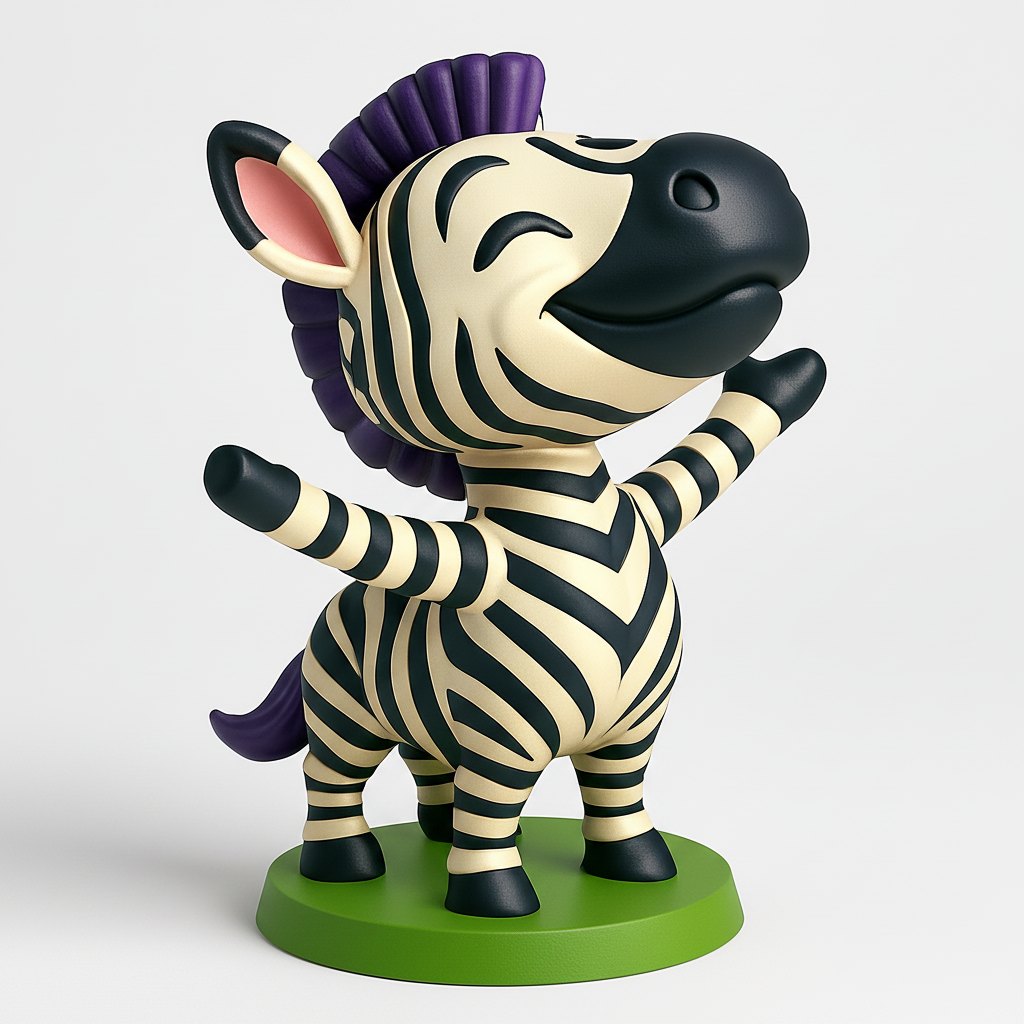 face anatomy 3d model-create 3d face model from photo_Adorably Happy Zebra Figurine - Instant Joy Print!