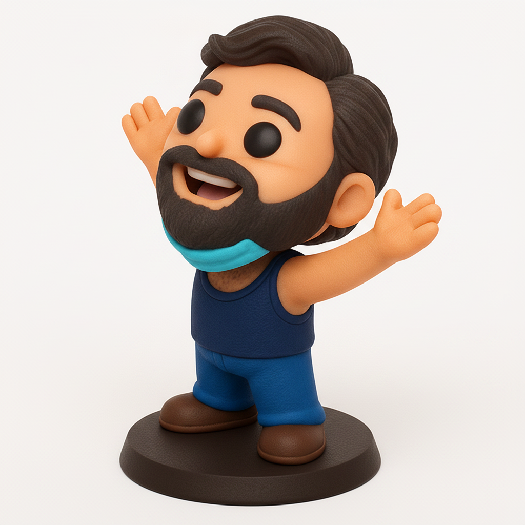 face anatomy 3d model-create 3d face model from photo_Excited Bearded Man Figurine - Desk Buddy & Gift