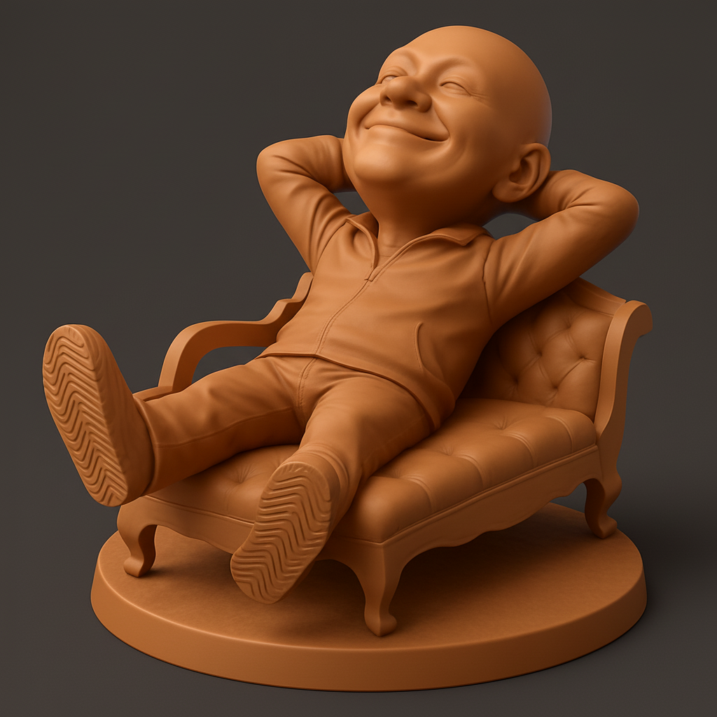 silhouette 3d printer maker-3d portrait printing_Contentment Sculpture: Relaxed Desk Companion