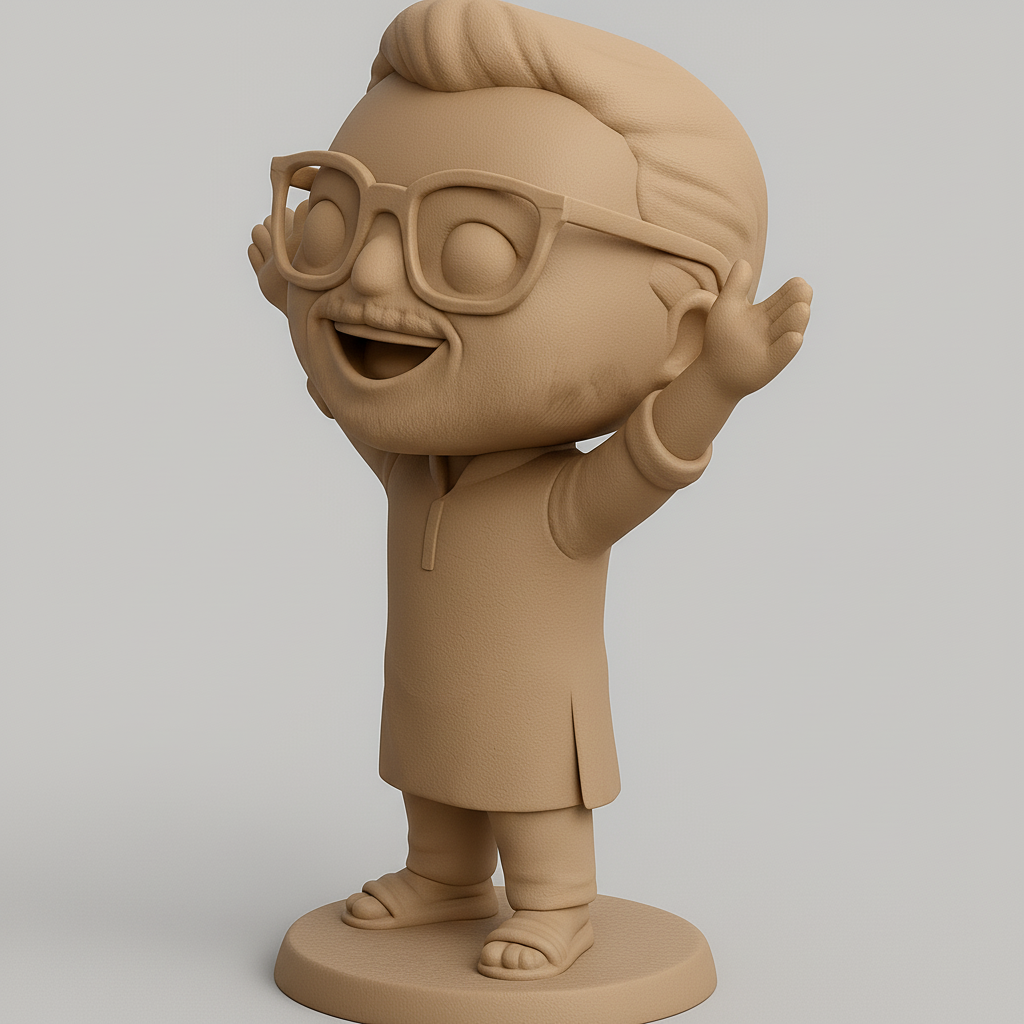 face to 3d model ai-3D portrait printing from photo_Joyful Chibi Gentleman - Customizable Desk Buddy!