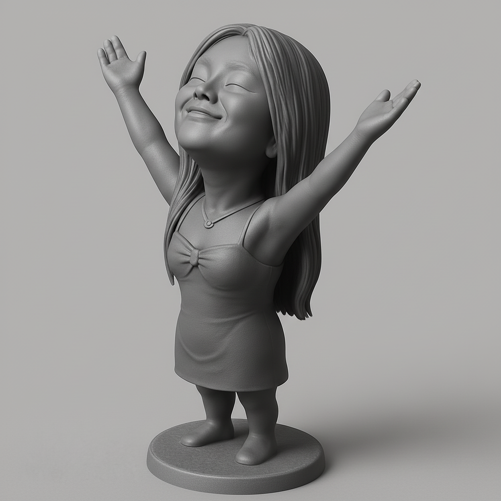 face anatomy 3d model-create 3d face model from photo_Joyful Girl Statue - Celebrate Happiness!