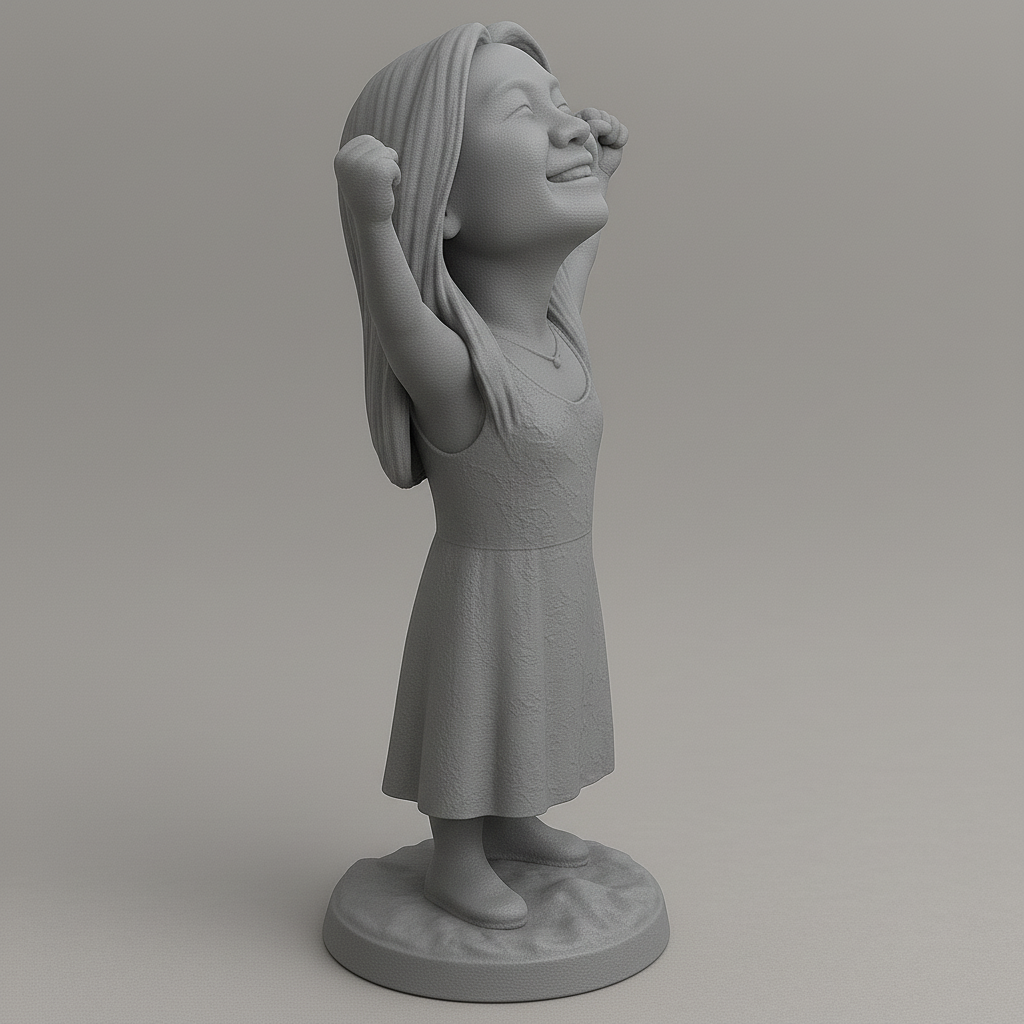 face anatomy 3d model-create 3d face model from photo_Joyful Victory Pose Figurine