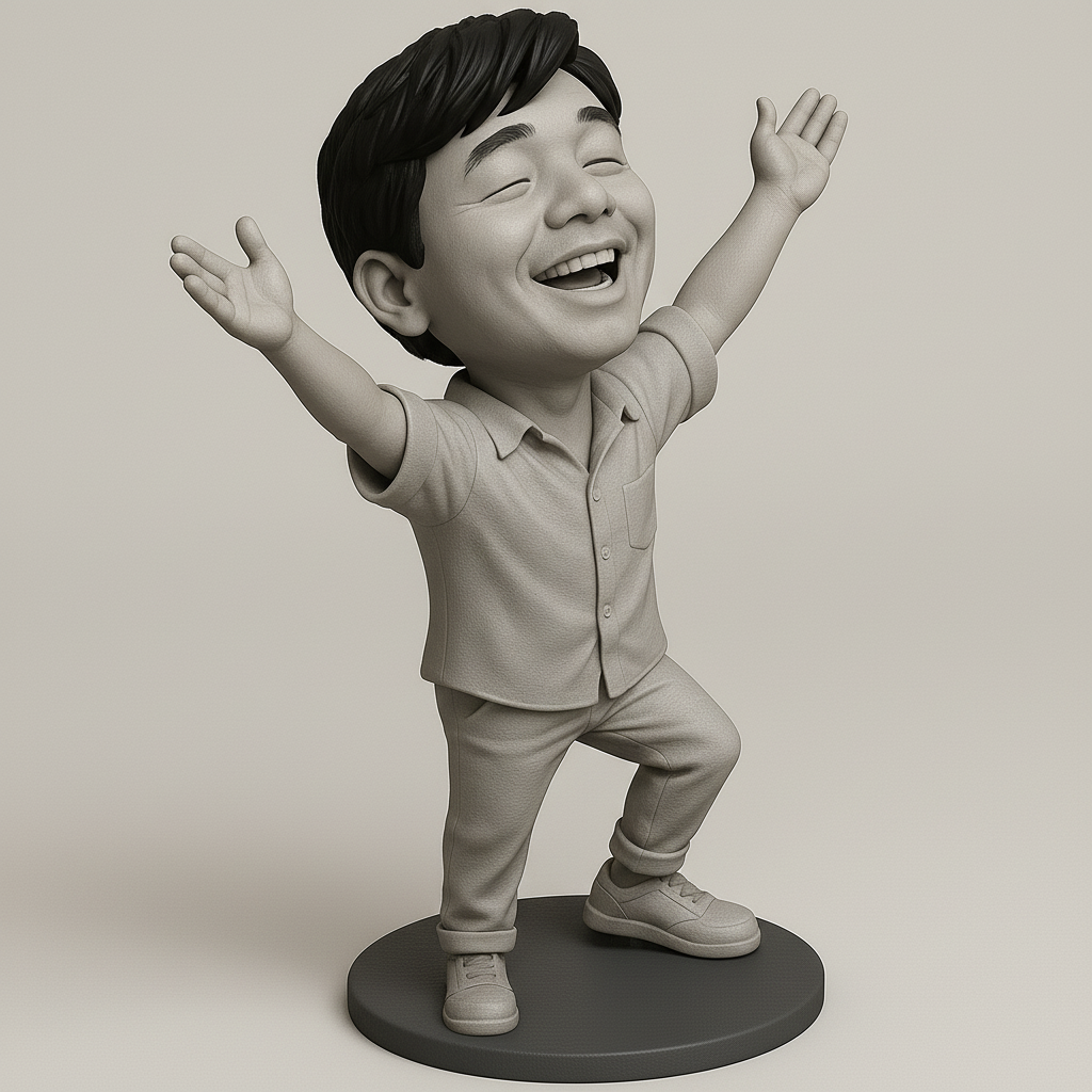 silhouette 3d printer maker-3d portrait printing_Joyful Celebratory Figure for 3D Printing