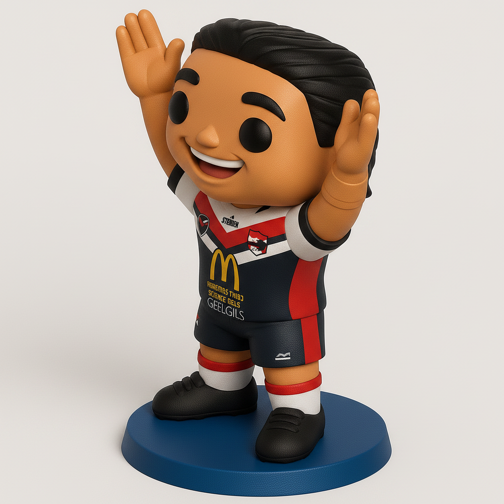 face to 3d model ai-3D portrait printing from photo_Chibi Rugby Star Collectible Funko Pop Style Figure