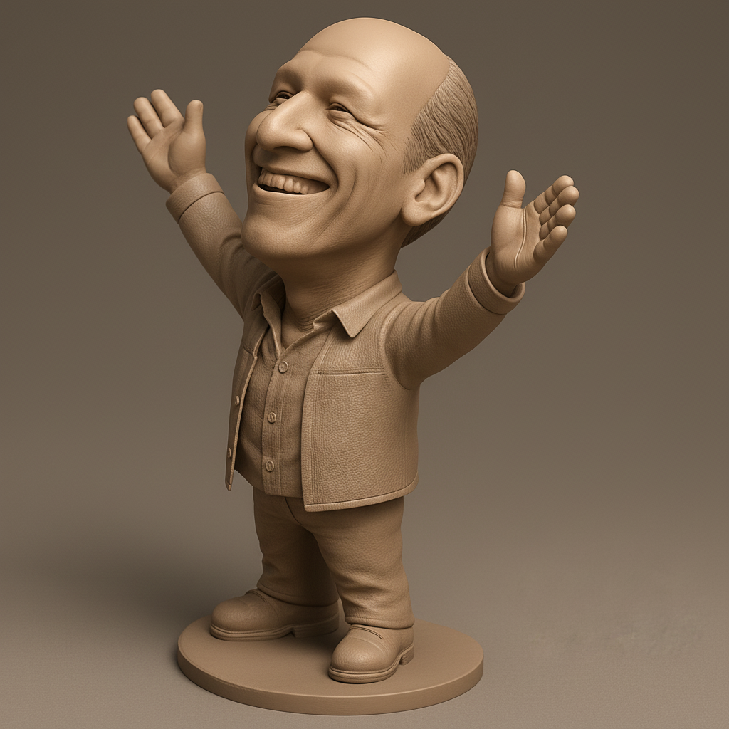 silhouette 3d printer maker-3d portrait printing_Cheerful 3D Figurine with Open Arms